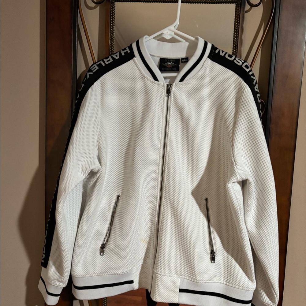 Harley-Davidson White Jacket with Black Stripes ladies XXL outerwear - Picture 1 of 6